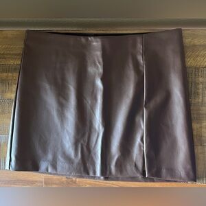 Brown Vegan Leather Skirt